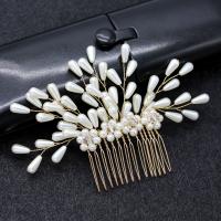 Decorative Hair Combs, Zinc Alloy, with Plastic Pearl, fashion jewelry & for woman, golden 