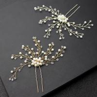 Hair Stick, Zinc Alloy, with Crystal & Plastic Pearl, plated, fashion jewelry & for woman 