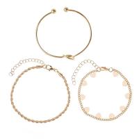 Fashion Zinc Alloy Bracelets, Heart, gold color plated, Adjustable & three pieces & for woman, golden Approx 18 cm 