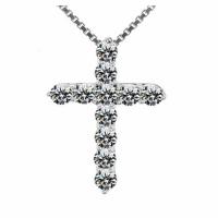 Rhinestone Brass Necklace, Cross, platinum plated, box chain & for woman & with rhinestone Approx 17.7 Inch 
