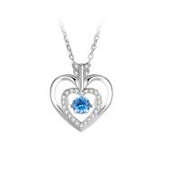Rhinestone Brass Necklace, Heart, platinum plated, for woman & with rhinestone & hollow Approx 17.7 Inch 
