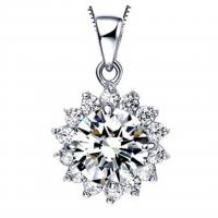Cubic Zircon Micro Pave Brass Necklace, Flower, plated, box chain & micro pave cubic zirconia & for woman Approx 17.7 Inch 