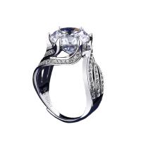 Anilo de dedo de latón, metal, chapado en platina real, ajustable & para mujer & con diamantes de imitación, tamaño:6-8, Vendido por UD