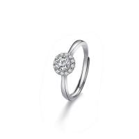Anilo de dedo de latón, metal, Brote de flor, chapado en platina real, ajustable & para mujer & con diamantes de imitación, Vendido por UD