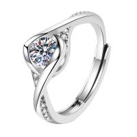 Cubic Zirconia Micro Pave Brass Finger Ring, platinum plated, adjustable & micro pave cubic zirconia & for woman 