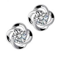 Cubic Zircon Brass Earring, Cupronickel, platinum plated, for woman & with cubic zirconia & hollow 