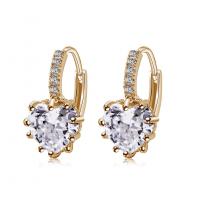 Rhinestone Brass Drop Earring, Heart, plated, micro pave cubic zirconia & for woman & with rhinestone 