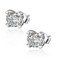Cubic Zircon Brass Earring, Cupronickel, Heart, platinum plated, for woman & with cubic zirconia, 15mm 