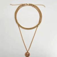 Fashion Multi Layer Necklace, Zinc Alloy, 2 pieces & for woman, golden Approx 35 cm, Approx 45 cm 