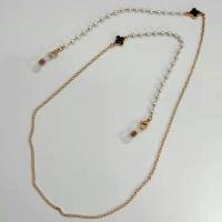 Zinc Alloy Glasses Chain, with Plastic Pearl, anti-skidding & for woman & enamel, black Approx 75 cm 
