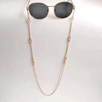 Zinklegierung Brillenkette, mit Aluminiumlegierung, Anti-Skidding & für Frau, goldfarben, Länge:ca. 75 cm, verkauft von PC