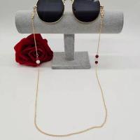 Zinklegierung Brillenkette, mit Kunststoff Perlen, Anti-Skidding & für Frau, goldfarben, Länge:ca. 75 cm, verkauft von PC