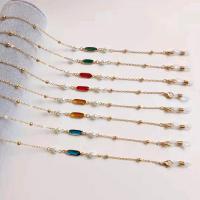 Zinklegierung Brillenkette, mit Kristall & Kunststoff Perlen, Anti-Skidding & für Frau, keine, Länge:ca. 75 cm, verkauft von PC