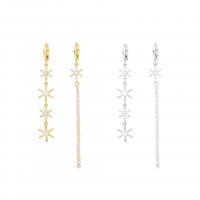 Asymmetric Earrings, Brass, plated, fashion jewelry & micro pave cubic zirconia & for woman 80mm,63mm 