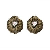 ラインス トーンの真鍮のスタッドのイヤリング, 銅, ヴィンテージ & ファッションジュエリー & 女性用 & ライン石のある 売り手 ペア