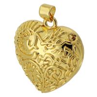 Colgantes de corazón de latón, metal, chapado en color dorado, Joyería & Bricolaje, dorado, 24x25x6mm, agujero:aproximado 3mm, Vendido por UD