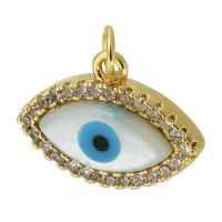 Mode Evil Eye Pendentif, laiton, Mauvais œil, Placage de couleur d'or, bijoux de mode & DIY & pavé de micro zircon & émail, deux couleurs différentes Environ 3mm, Vendu par PC