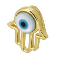 Mode Evil Eye Pendentif, laiton, main, Placage de couleur d'or, bijoux de mode & DIY & émail, deux couleurs différentes Vendu par PC