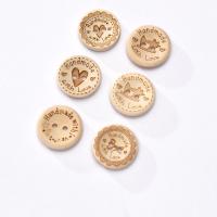 2 Hole Wood Button, Flat Round, Carved, DIY 20mm 