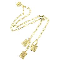 Brass Jewelry Necklace, gold color plated, fashion jewelry & for woman, 9*14*1.5mm,3*9*0.5mm Approx 17 Inch 