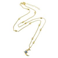 Evil Eye Jewelry Necklace, Brass, gold color plated, fashion jewelry & for woman & enamel, 12*15.5*3mm,3*6*3mm,1mm Approx 19 Inch 