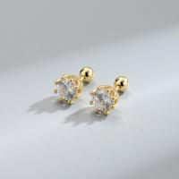 Zinc Alloy Stud Earring, plated, fashion jewelry & micro pave cubic zirconia & for woman 
