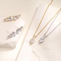 Cubic Zirconia Micro Pave Brass Jewelry Sets, Heart, fashion jewelry & micro pave cubic zirconia & for woman Approx 45 cm 