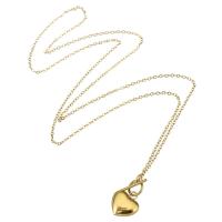 Stainless Steel Jewelry Necklace, 304 Stainless Steel, Heart, Vacuum Ion Plating, fashion jewelry & for woman, golden, 12*12mm,13*4mm Approx 20 Inch 