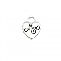 Zinc Alloy Tag Charm, Heart, antique silver color plated, DIY Approx 4mm, Approx 