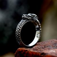 Titanium Steel Finger Ring, Dragon, polished, vintage & for man, US Ring 