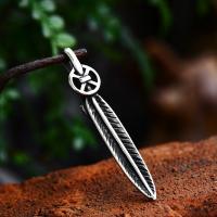 Stainless Steel Feather Pendant, 304 Stainless Steel, polished, vintage & DIY 