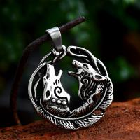 Stainless Steel Animal Pendants, 304 Stainless Steel, Wolf, polished, vintage & DIY & hollow 
