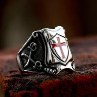 Titanium Steel Finger Ring, polished, vintage & with cross pattern & for man & epoxy gel, US Ring 
