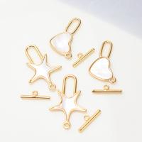Brass Toggle Clasp, with White Shell, high quality plated, DIY golden 
