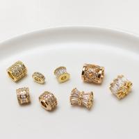 Brass Spacer Beads, plated, DIY & micro pave cubic zirconia, golden 