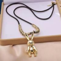 Zinc Alloy Sweater Chain Necklace, with leather cord, with 1.97inch extender chain, Rabbit, plated, fashion jewelry & for woman Approx 28.35 Inch 