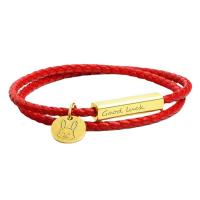 PU Leather Cord Bracelets, Titanium Steel, with leather cord, Double Layer & fashion jewelry & Unisex Approx 14.96 Inch 