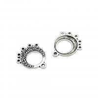 Zinc Alloy Charm Connector, Round, antique silver color plated, vintage & DIY & 1/5 loop & hollow Approx 