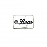 Zinc Alloy Tag Charm, Rectangle, antique silver color plated, vintage & DIY Approx 