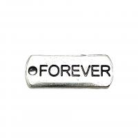 Zinc Alloy Tag Charm, Rectangle, antique silver color plated, vintage & DIY Approx 