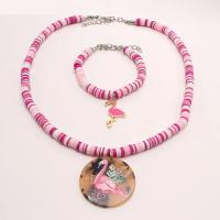Polymer Clay Jewelry Set, with Resin & Zinc Alloy, with 1.97inch extender chain, handmade, Girl & fashion jewelry 35mm,6mm,28*18mm Approx 17.72 Inch, Approx 6.69 Inch 