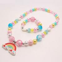 Acrylic Children Jewelry Sets, with Resin & Zinc Alloy, handmade, Girl & fashion jewelry Approx 17.72 Inch 