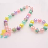 Acrylic Children Jewelry Sets, with Resin, handmade, Girl & fashion jewelry 35*37mm,16mm Approx 16.53 Inch 