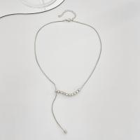 collier de Stras en alliage Zinc, alliage de zinc, avec 1.97inch chaînes de rallonge, Placage de couleur argentée, bijoux de mode & pour femme & avec strass Environ 15.94 pouce, Vendu par PC