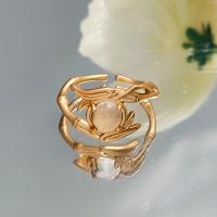 Палец кольцо-латунь, Латунь, с Лунный камень, плакирован золотом, ювелирные изделия моды & Женский, длина:Приблизительно 0.67 дюймовый, продается PC
