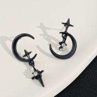 Zinc Alloy Stud Earring, fashion jewelry & for woman, black, 32mm,25mm 