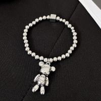 Stainless Steel Charm Bracelet, 304 Stainless Steel, Bear, silver color plated, fashion jewelry & Unisex Approx 22 cm 