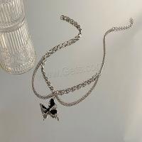 Zinc Alloy Necklace, with 1.96inch extender chain, Butterfly, silver color plated, fashion jewelry & for woman Approx 15.75 Inch 