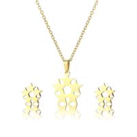 Fashion Stainless Steel Jewelry Sets, 304 Stainless Steel, Stud Earring & necklace, Star, 18K gold plated, 2 pieces & fashion jewelry & for woman, golden Approx 17.72 Inch 