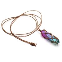 Quartz Necklace, Clear Quartz, with Korean Waxed Cord, colorful plated, fashion jewelry & Unisex Approx 31.5 Inch 